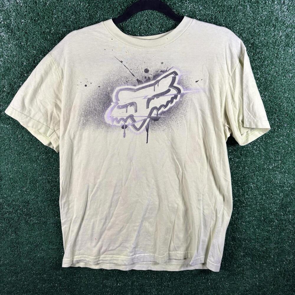 Fox Racing Men T-Shirt Medium Green Logo Graphic Short Sleeve